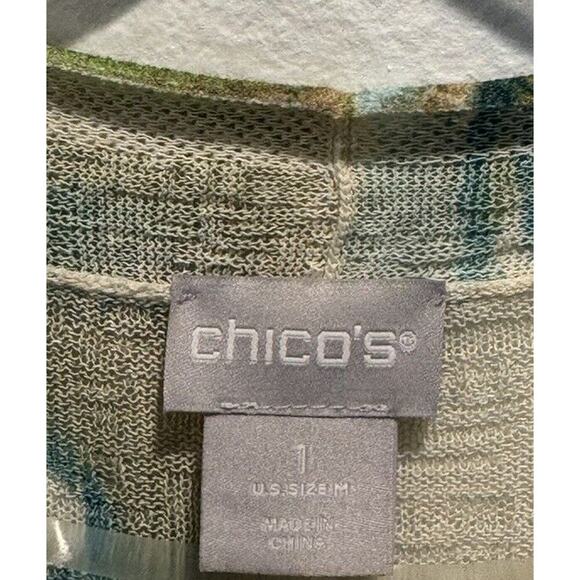 Chico’s Size 1 Medium Beach Comber Open Cardigan Tropical Print Coastal Boho - Picture 5 of 8